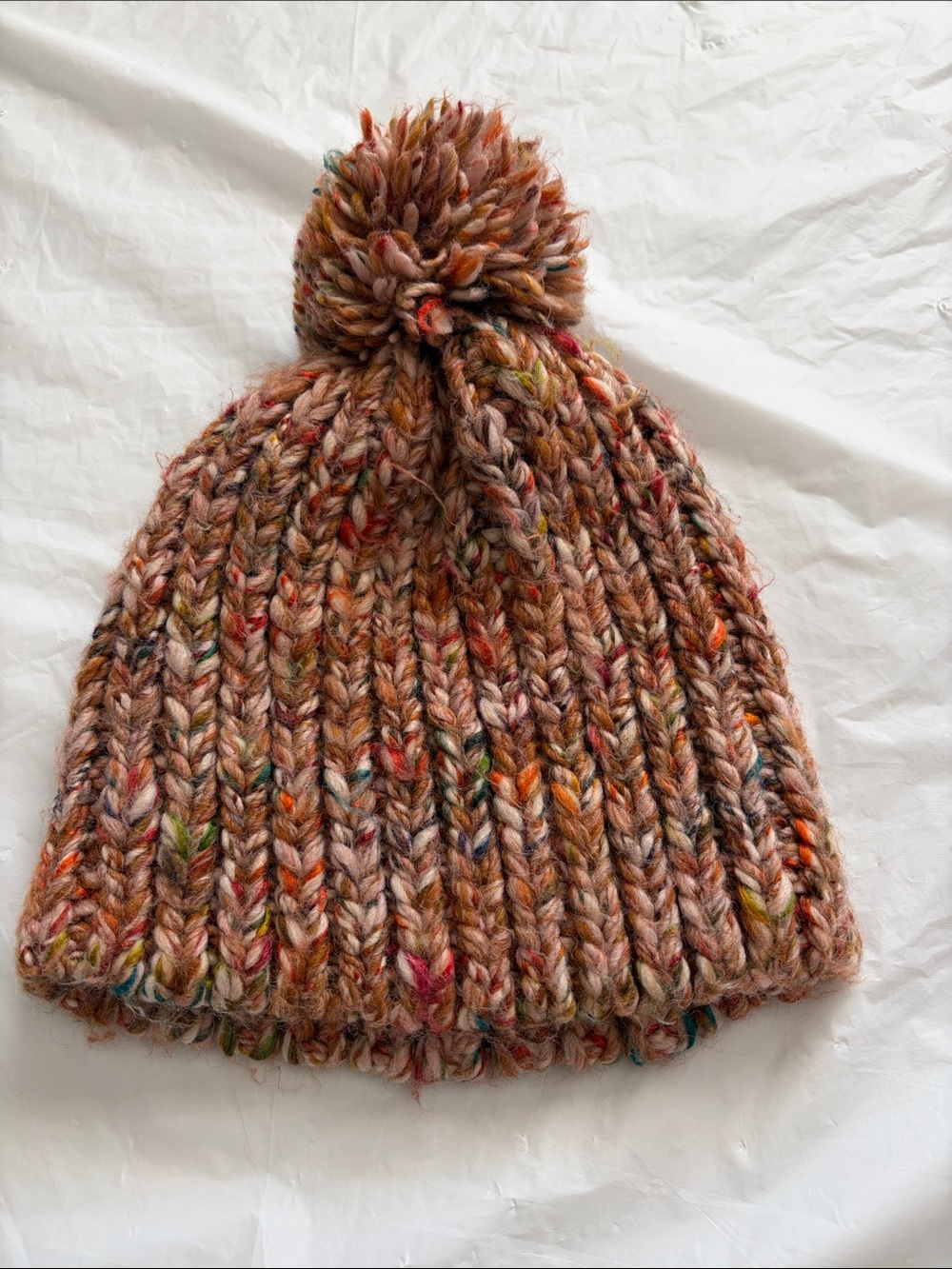 Madewell Multicolored Speckled Pom Beanie - Tan/Brown